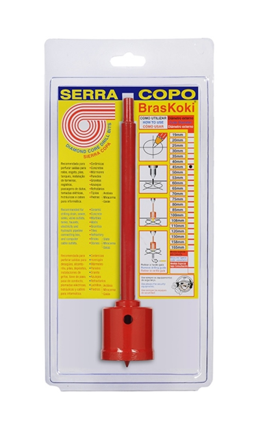 Serra Copo Widea Diamantada 45mm c/ Haste Braskoki