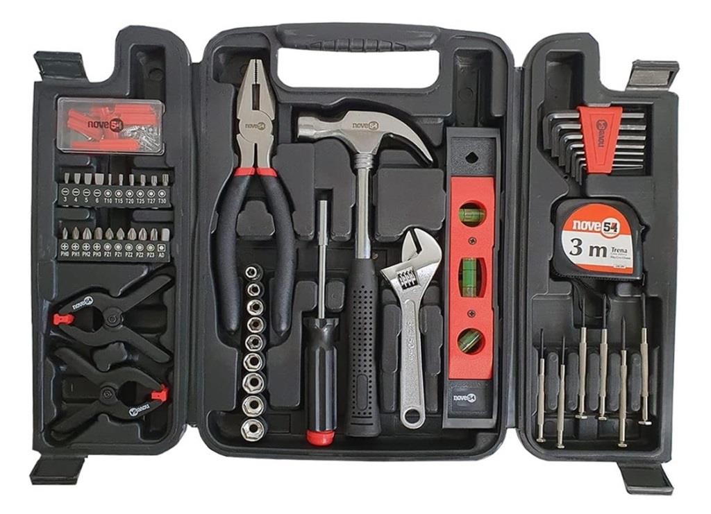 Jogo Kit Maleta de Ferramentas Completa p/ Uso Geral com 131 Peças NOVE54 Vonder