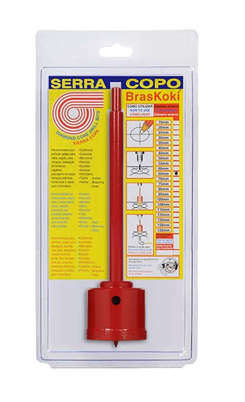 Serra Copo Widea Diamantada 65mm c/ Haste Braskoki