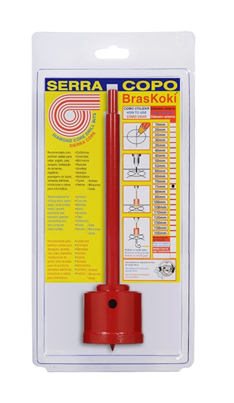 Serra Copo Widea Diamantada 75mm c/ Haste Braskoki