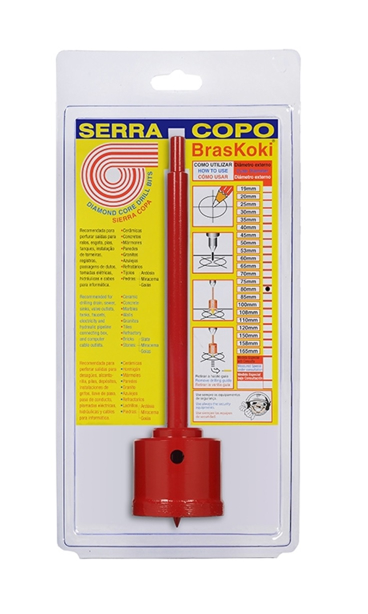 Serra Copo Widea Diamantada 80mm c/ Haste Braskoki