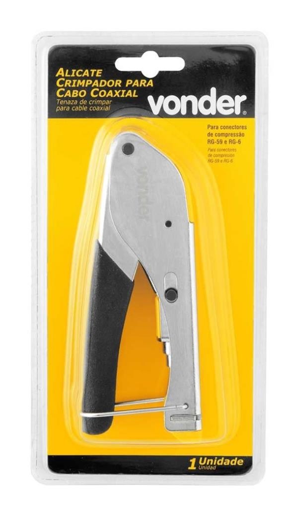 Alicate Crimpador p/ Conector Compressão Coaxial RG-06 e RG-59 Vonder
