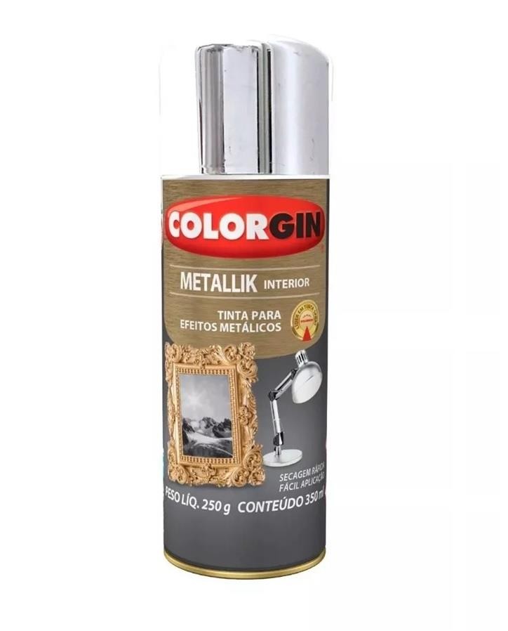 Tinta Spray Metálica Metallik Interior Cromado 350ml Colorgin
