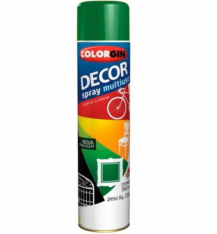 Tinta Spray Decor Multiuso Verde Folha Brilhante 360ml Colorgin