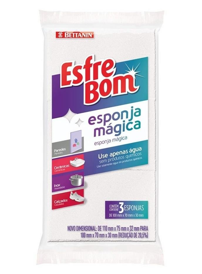 Esponja Mágica Conjunto c/ 03 Unidades Esfrebom Bettanin