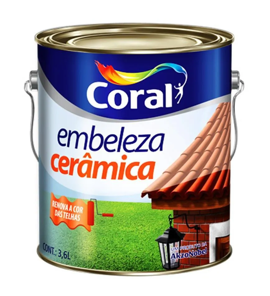 Tinta p/ Telhas e Tijolos Embeleza Cerâmica Brilhante 3,6L Coral