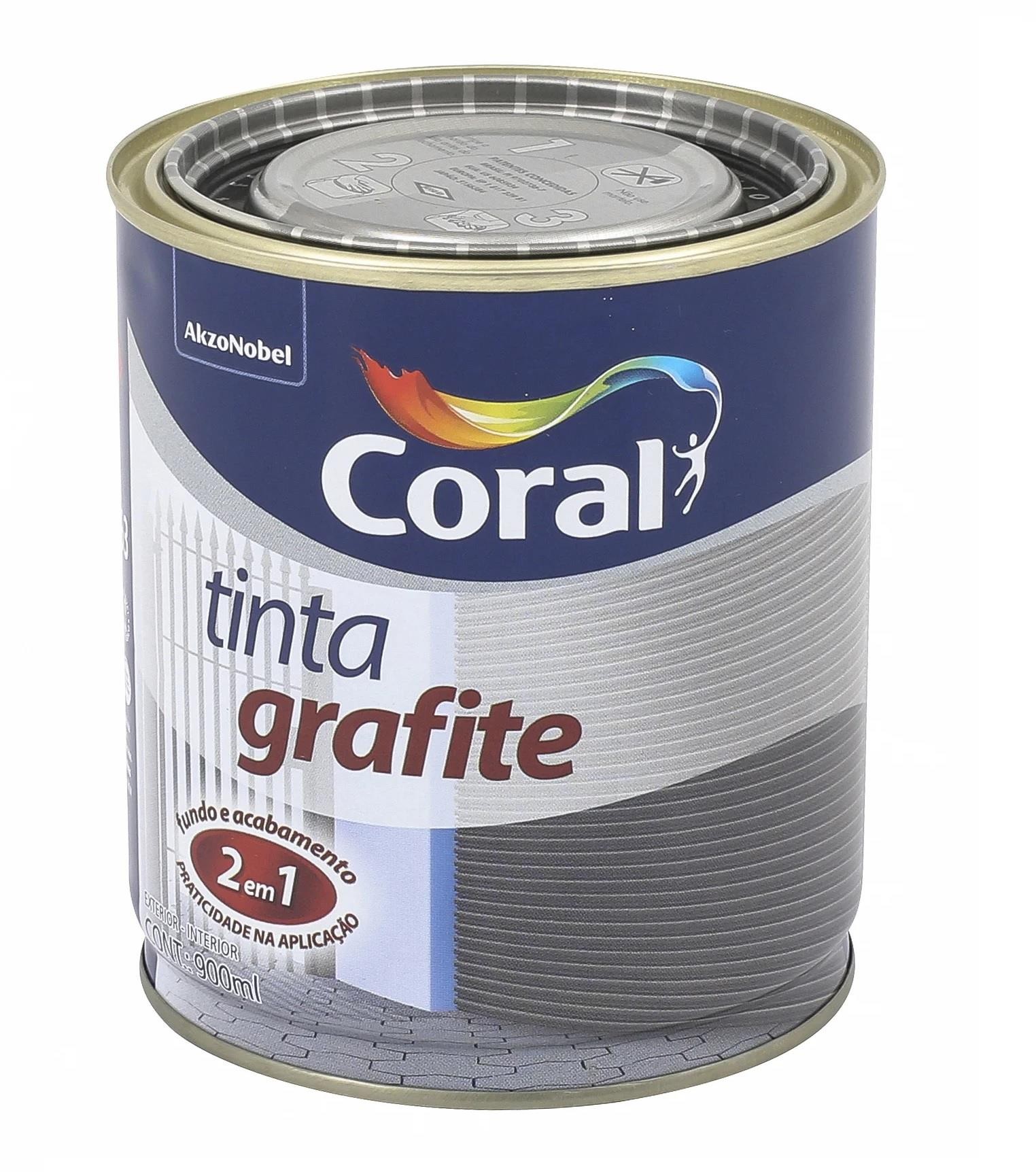 Esmalte Sintético Tinta Grafite Fosco Cinza Escuro 0,9L Coral