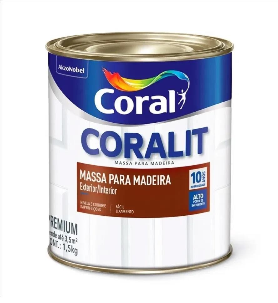 Massa para Madeira Branca 1,5kg Coralit Coral