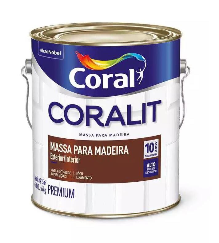 Massa para Madeira Branca 6kg Coralit Coral