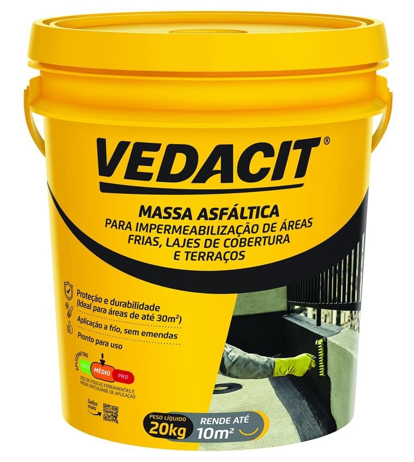 Massa Asfáltica / Manta Asfáltica Líquida p/ Reparos 20kg Vedacit