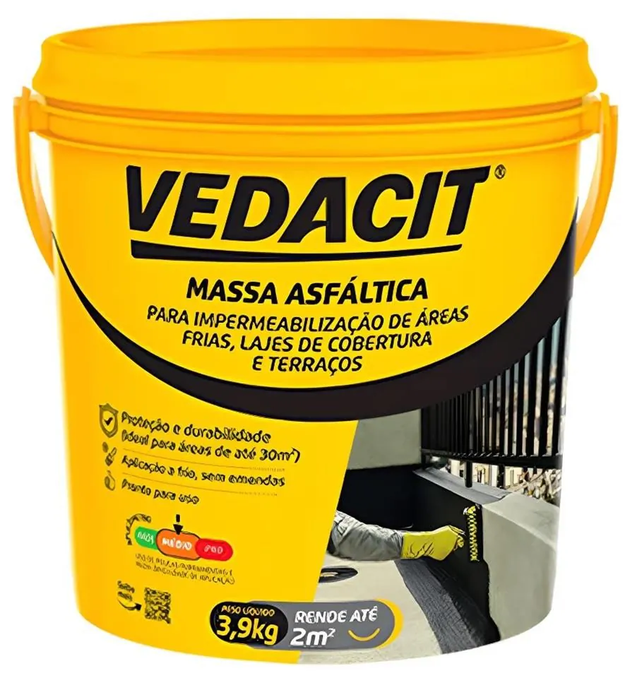 Massa Asfáltica / Manta Asfáltica Líquida p/ Reparos 3,9kg Vedacit