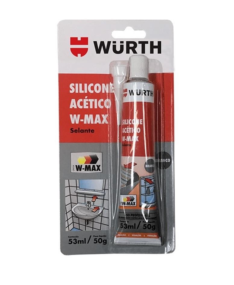 Adesivo Silicone Acético Premium Branco 50g / 53ml W-Max Wurth