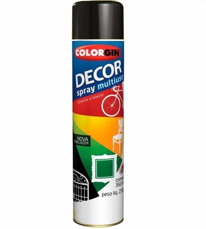 Tinta Spray Decor Multiuso Preto Brilhante 360ml Colorgin