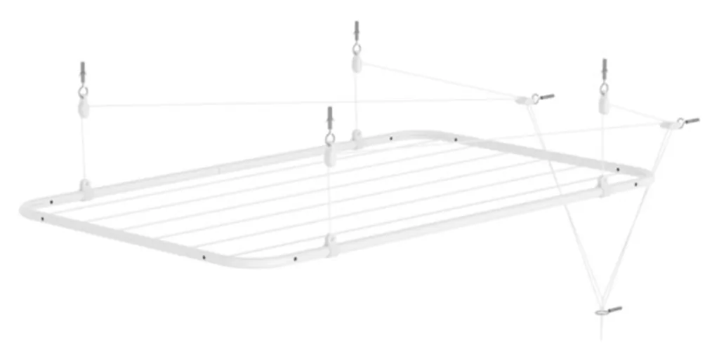Varal de Teto Reforçado Retrátil Branco 90cm x 56cm VTB9056 Brasforma