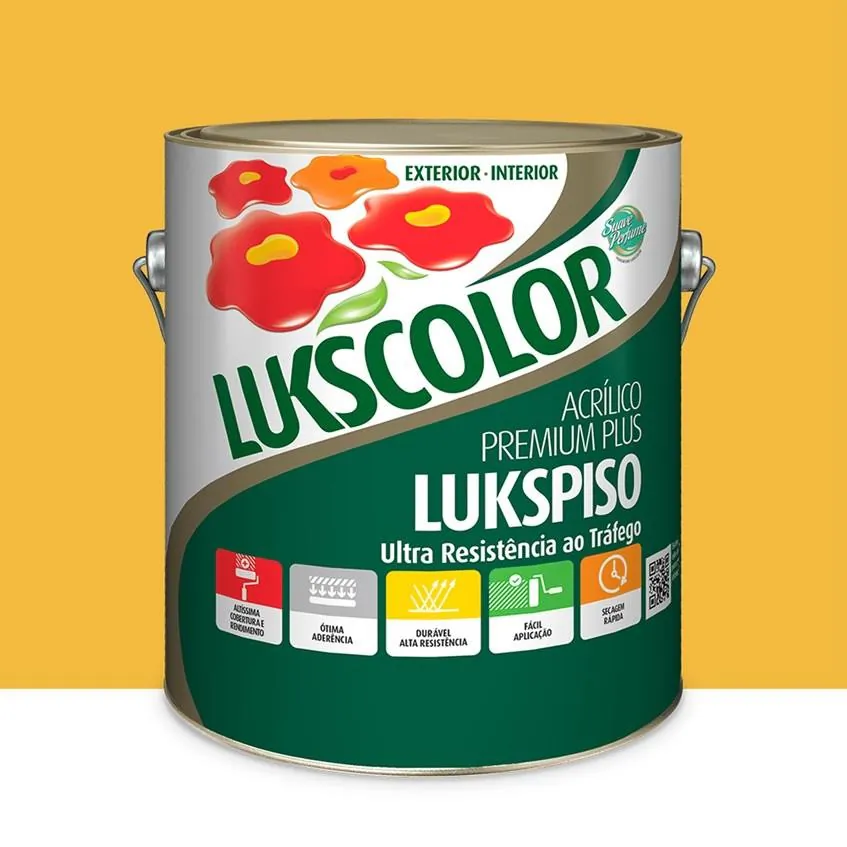 Tinta p/ Piso Acrílico Premium Plus Amarela Demarcação 3,6L Lukscolor