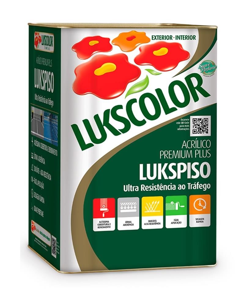 Tinta p/ Piso Acrílico Premium Plus Lukspiso Branco 18L Lukscolor