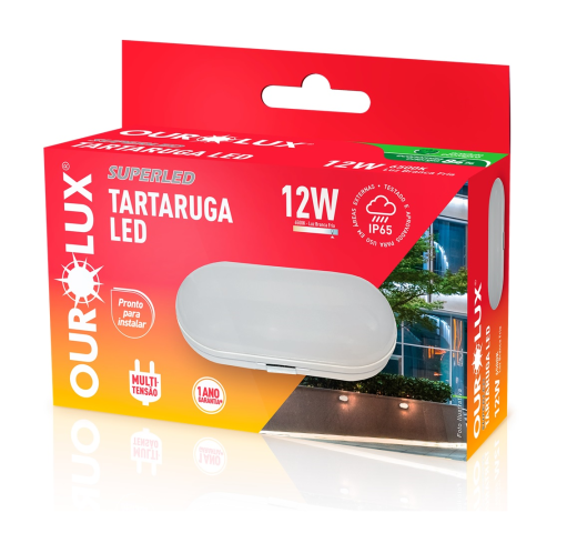Luminária Tartaruga Super LED Oval 12W Branca Fria 6500K Bivolt Ourolux