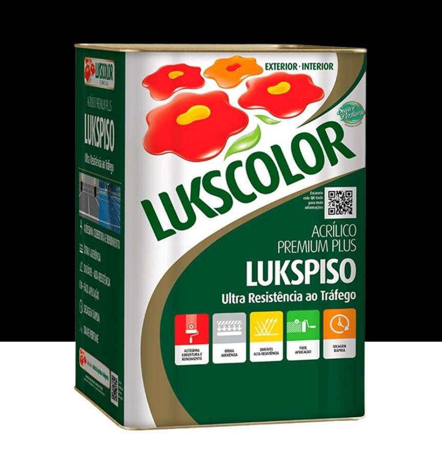 Tinta p/ Piso Acrílico Premium Plus Lukspiso Preto 18L Lukscolor