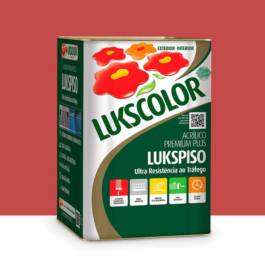 Tinta Piso Acrílico Premium Plus Vermelha Segurança 18L Lukscolor