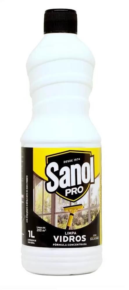 Limpa Vidros Profissional c/ Detergente Concentrado 1L Sanol Pró