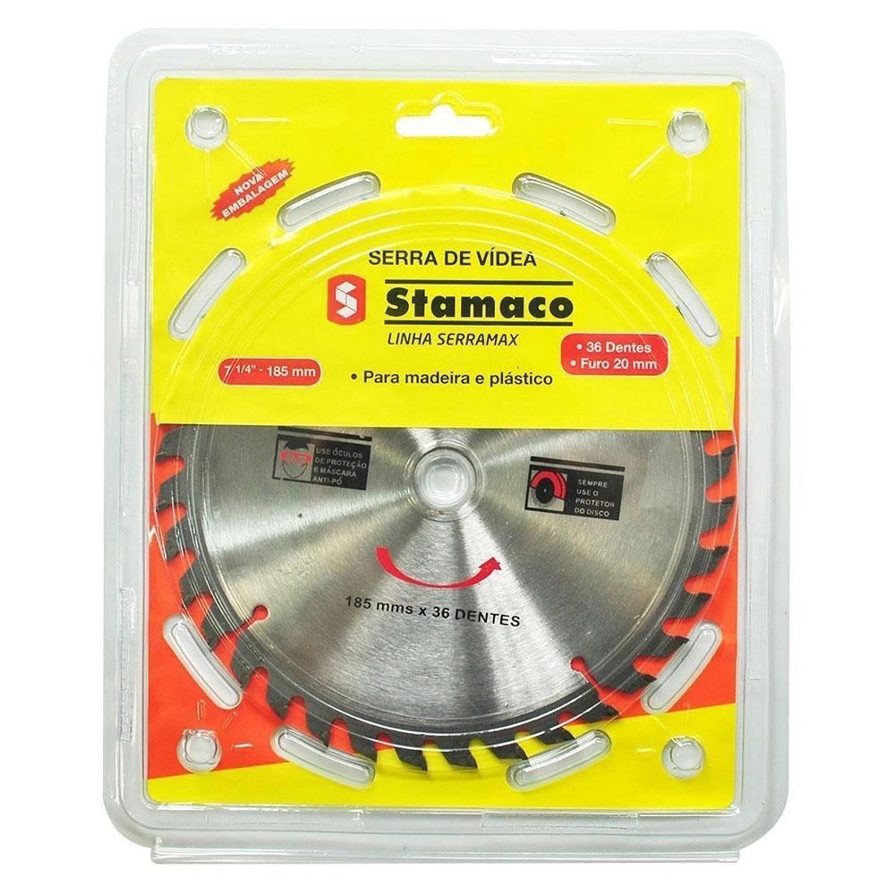 Disco de Serra Vídea p/ Madeira  7.1/4" 185mm 36 Dentes Stamaco