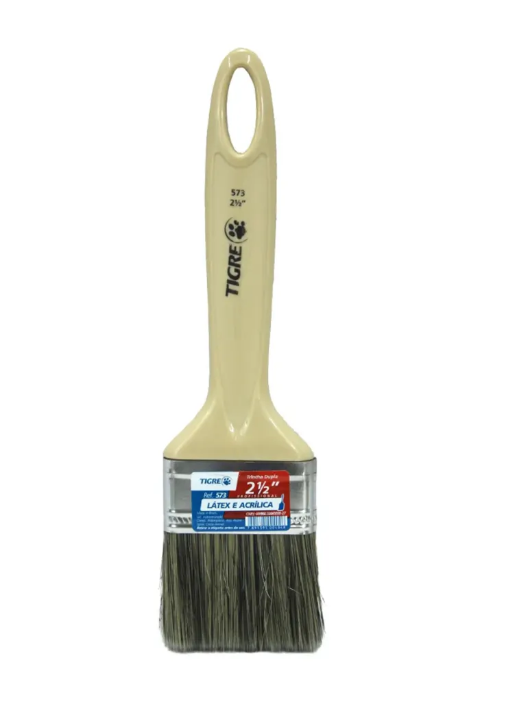 Pincel Trincha Premium Cerda Dupla p/ Latex e Acrílico 573 2.1/2" Tigre