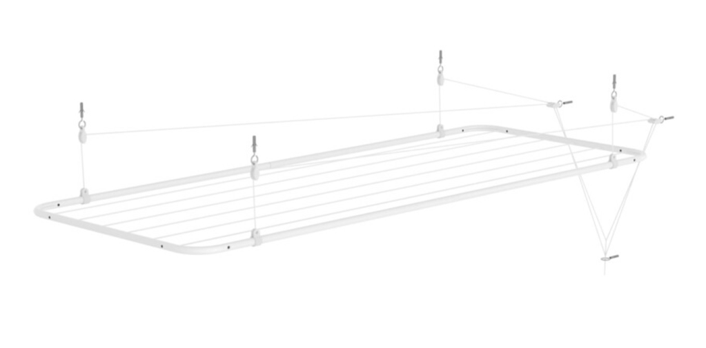 Varal de Teto Reforçado Retrátil Branco 140cm x 56cm VTB14056 Brasforma
