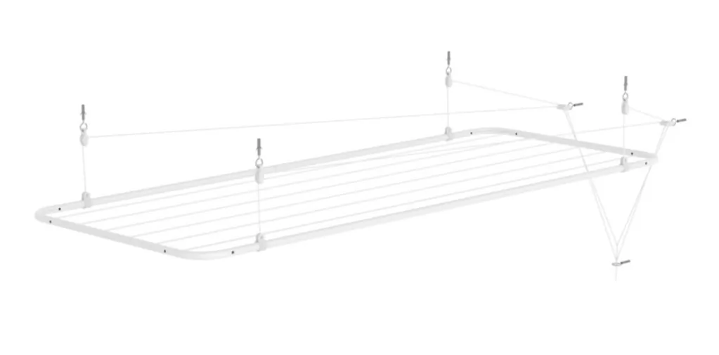 Varal de Teto Reforçado Retrátil Branco 140cm x 56cm VTB14056 Brasforma