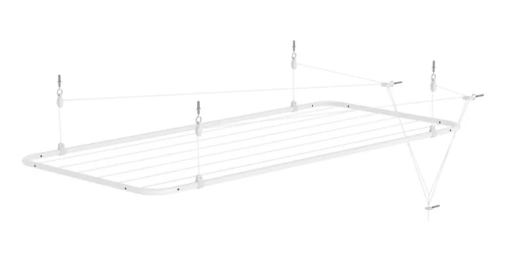 Varal de Teto Reforçado Retrátil Branco 120cm x 56cm VTB12056 Brasforma
