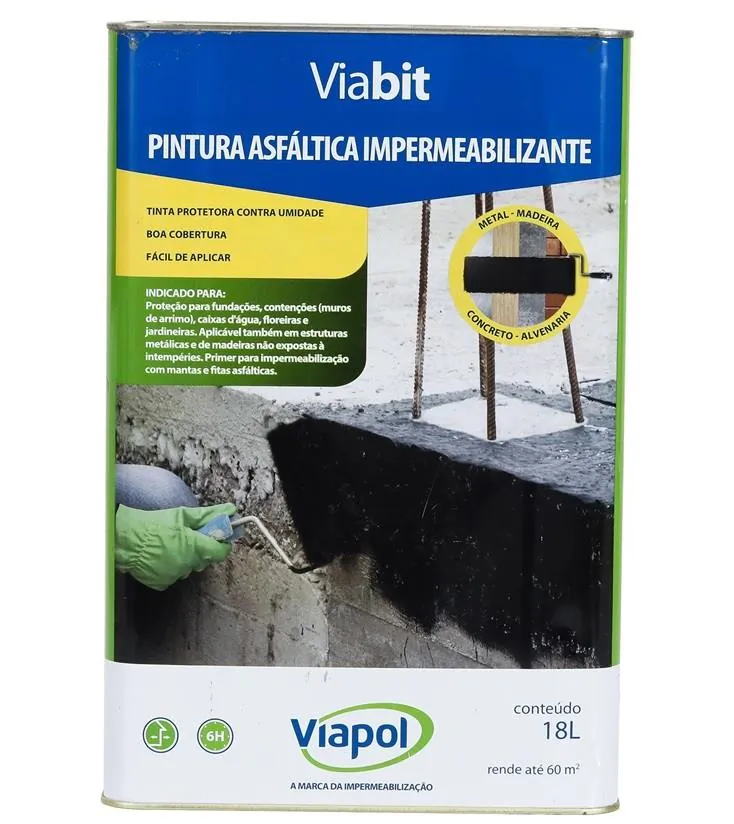 Pintura Asfáltica Impermeabilizante e Primer 18L Viabit Viapol