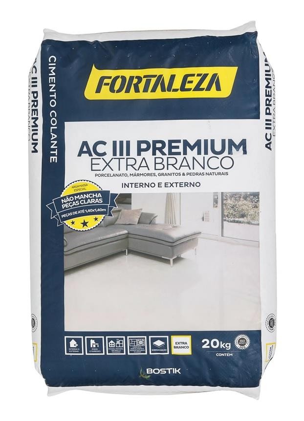 Argamassa AC3 Premium Flexível Extra Branco 20kg Fortaleza