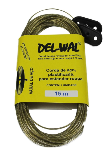 Varal de Aço Revestido Multiuso 15m Super Resistente Del-Wal
