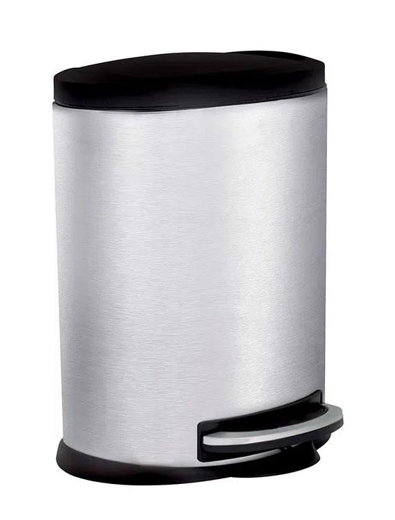 Lixeira Multiuso Aço Inox Tampa Preta 5 Litros c/ Pedal Ônix MOR