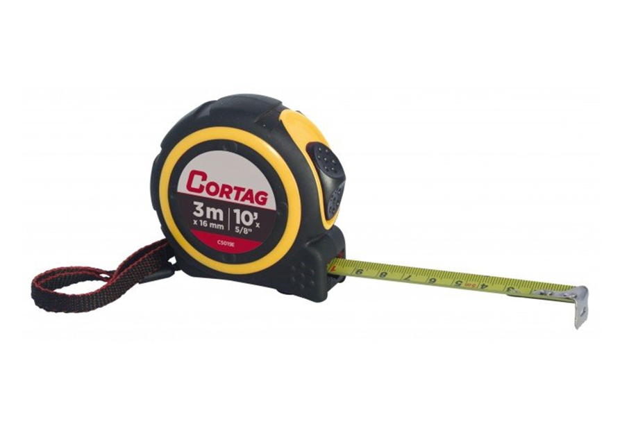 Trena de Aço Fita Metálica 3m x 16mm Emborrachada c/ Trava Cortag