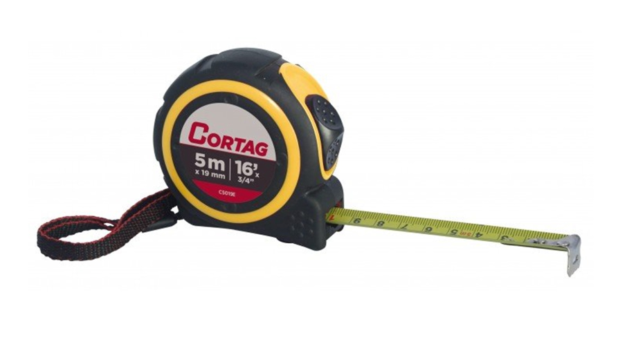 Trena de Aço Fita Metálica 5m x 19mm Emborrachada c/ Trava Cortag
