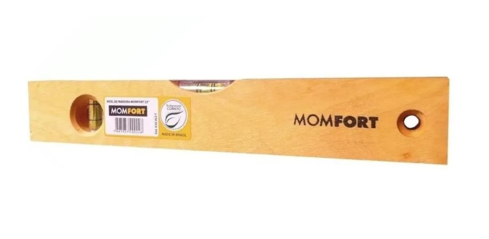 Nível de Madeira 14" 35cm c/ 2 Bolhas 602014 Momfort