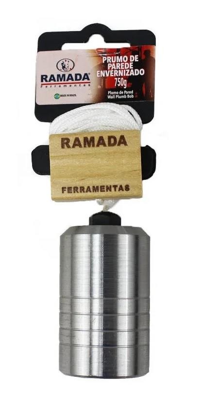 Prumo de Parede Envernizado Aço Cromado 750g Ramada
