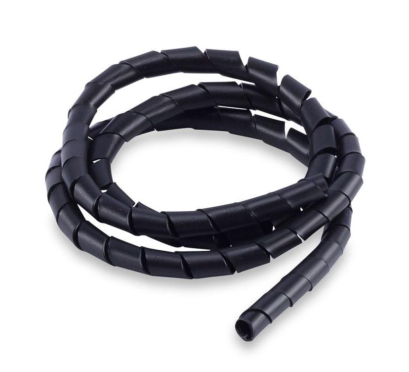 Organizador Espiral de Fios e Cabos 12mm x 1,5m Preto Force Line