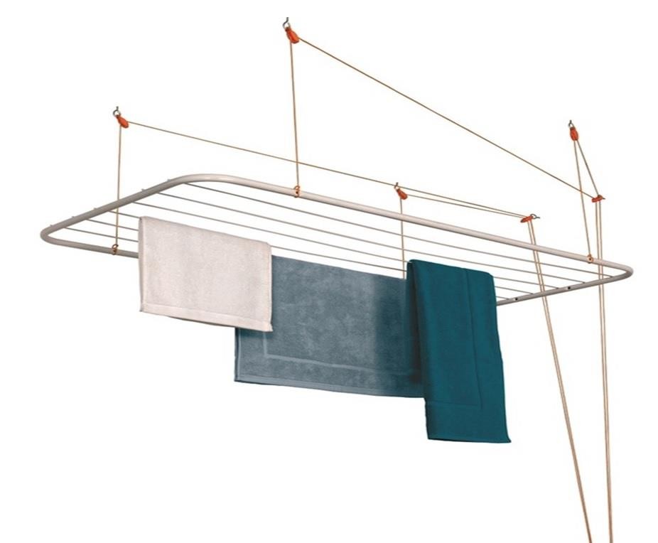 Varal de Teto em Aço Branco 140cm x 56cm 7093 Maxeb