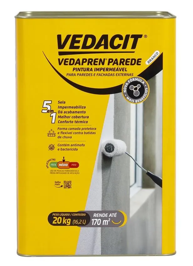 Tinta / Pintura Acrílica Impermeável Vedapren Parede Branco 20kg Vedacit