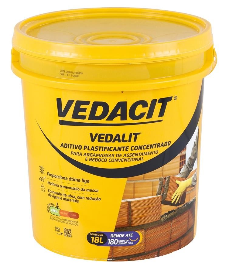 Aditivo Plastificante Concentrado p/ Reboco Vedalit 18L Vedacit