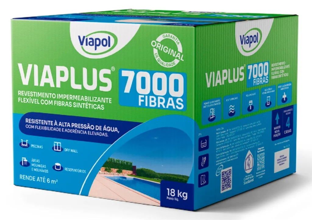 Argamassa Polimérica Flexível c/ Fibras Viaplus 7000 18kg Viapol