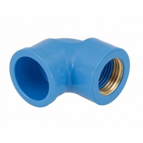 Joelho 90ø c/ Bucha PVC Azul Roscável e Soldável 1/2" 25mm Amanco