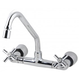 Torneira Misturador p/ Cozinha Parede Cromada 1/4 Volta C-64 Rieti