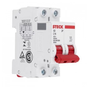 Disjuntor Bipolar DIN Curva C 16A Steck