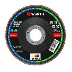 Disco de Lixa Flap 4.1/2" 115mm Grão 80 p/ Aço e Aço Inox Wurth