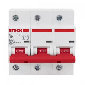 Disjuntor Tripolar DIN Curva C 80A Steck
