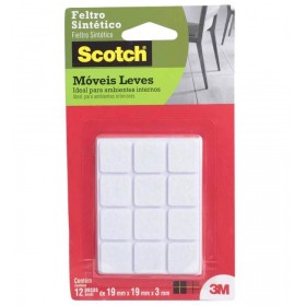 Feltro Protetor Sintético Quadrado Branco Pequeno c/ 12 peças 3M Command