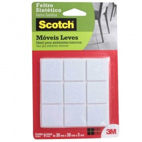 Feltro Protetor Sintético Quadrado Branco Grande c/ 9 peças 3M Command