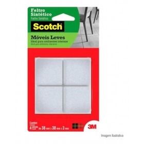 Feltro Protetor Sintético Quadrado Branco Extra G c/ 4 peças 3M Command